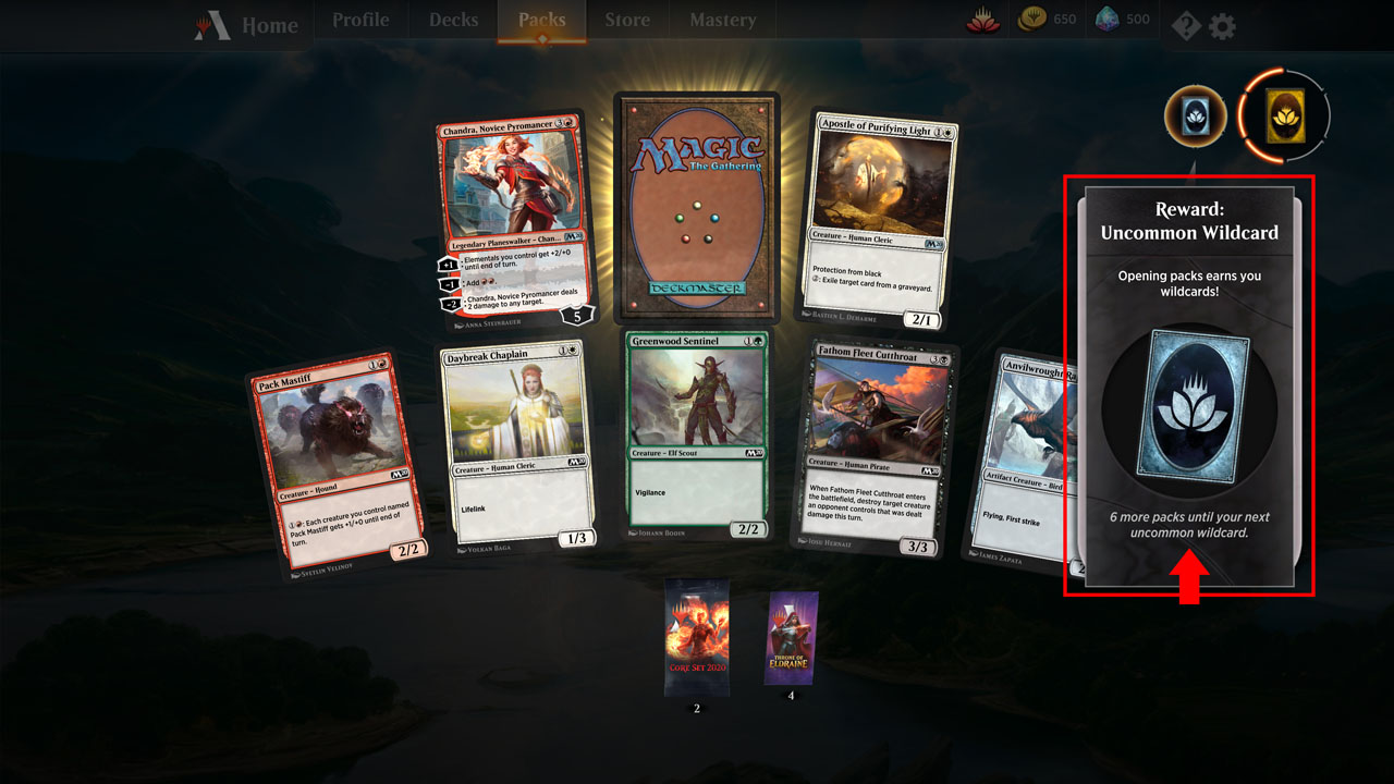 MTG Arena booster packs to get Uncommon Wildcard